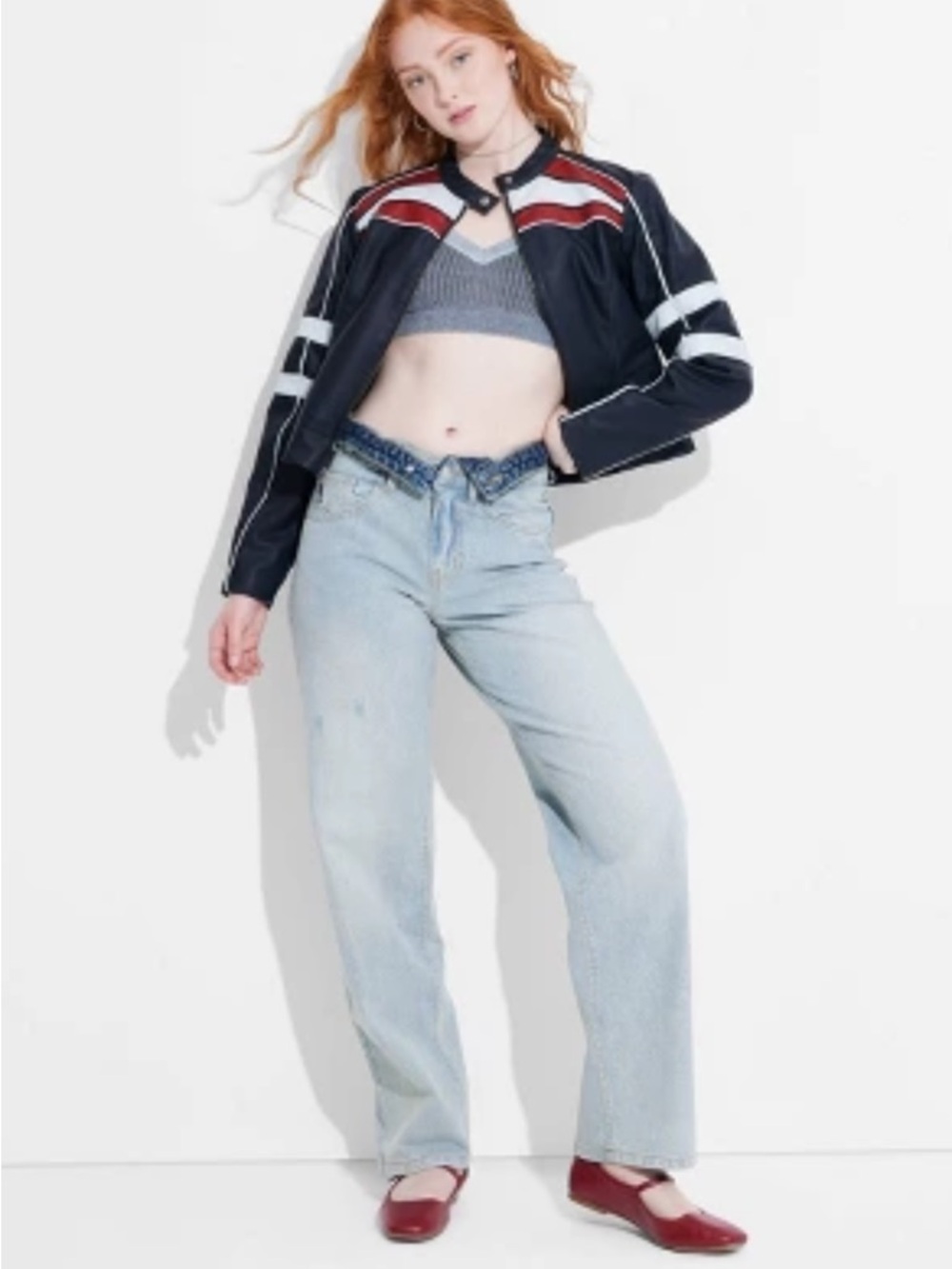 Relaxed Straight Jean Light Wash with Dark Denim Waistband